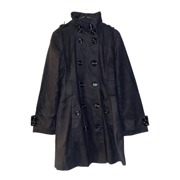 Taxi Wool Blend VTG Black High Neck Raincoat Jacket Sz M Quiet Luxury Old Money - Picture 1 of 7